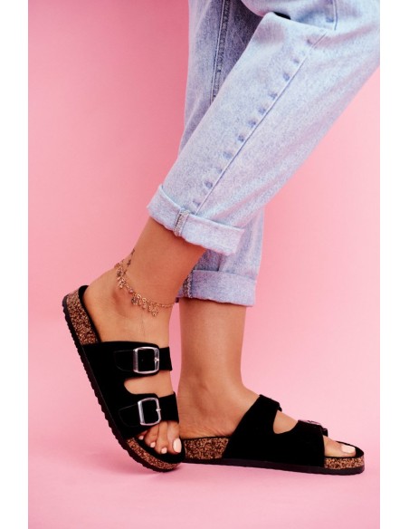 Women's Slides On Corck Black Si Senor