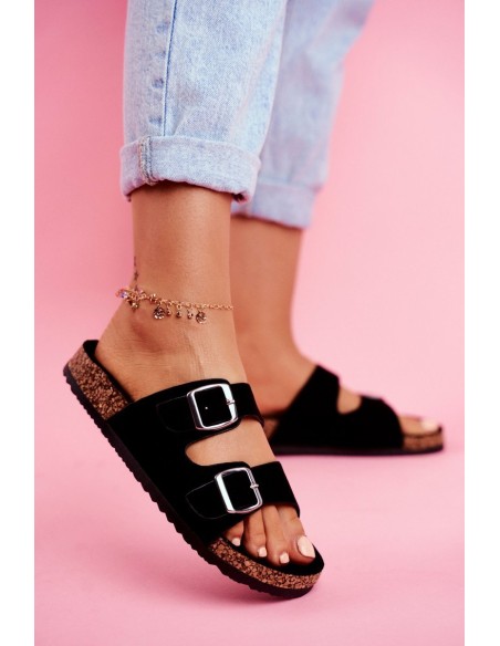 Women's Slides On Corck Black Si Senor