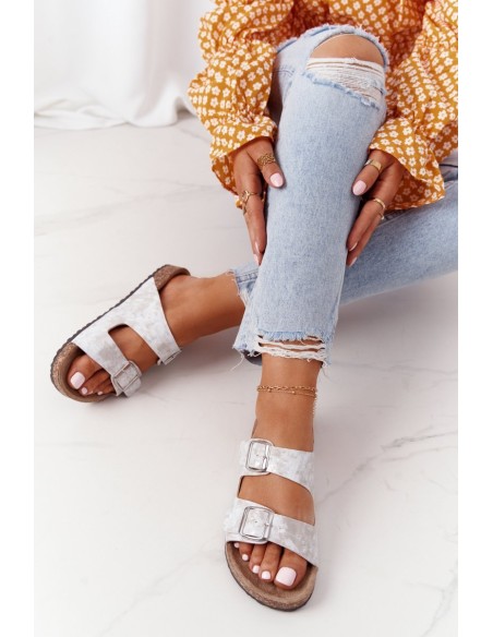 Women's Slides On Corck Silver Vivio