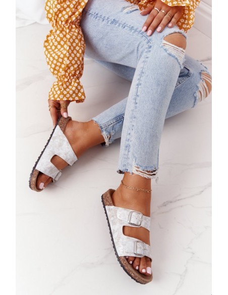 Women's Slides On Corck Silver Vivio