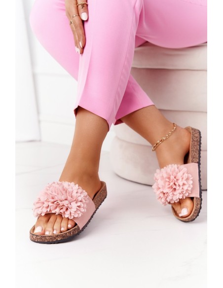 Slippers On The Cork Sole Pink Flowerbomb