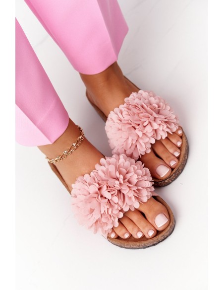 Šlepetės ant kamštinio pado, rožinės spalvos, „Flowerbomb“