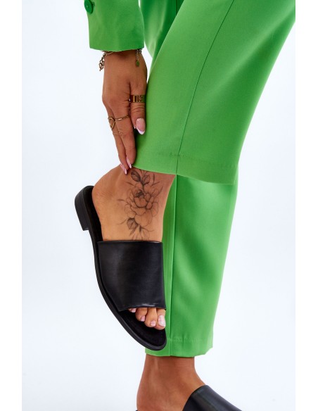 Moteriškos odinės šlepetės su gobtuvu juodos, vyšninės spalvos