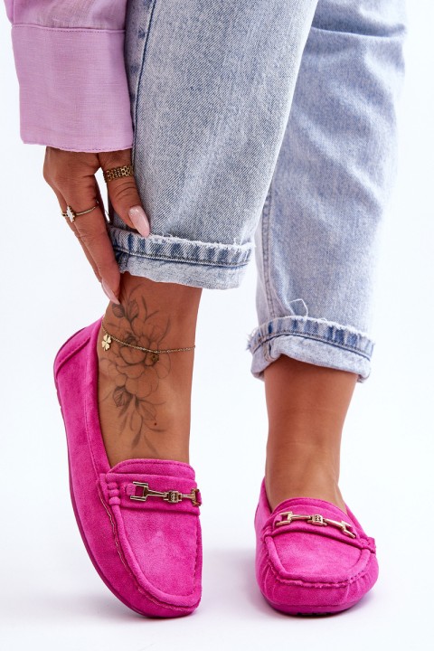 Moteriški klasikiniai zomšiniai mokasinai rožinės spalvos „Corinell“