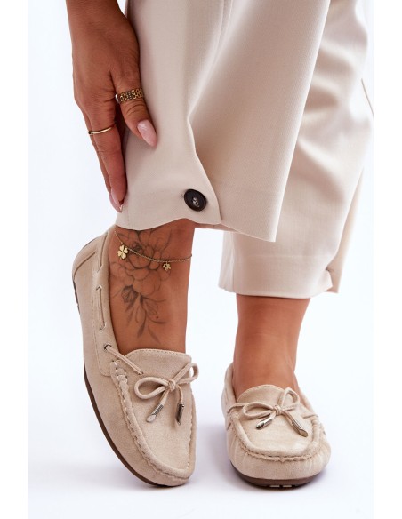 Women's Suede Moccasins Beige Si Passione