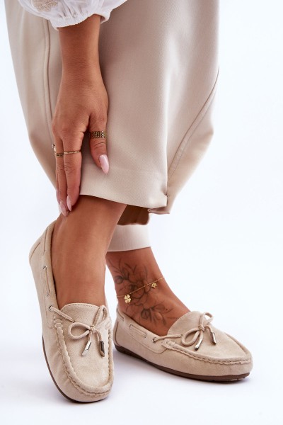 Women's Suede Moccasins Beige Si Passione 2