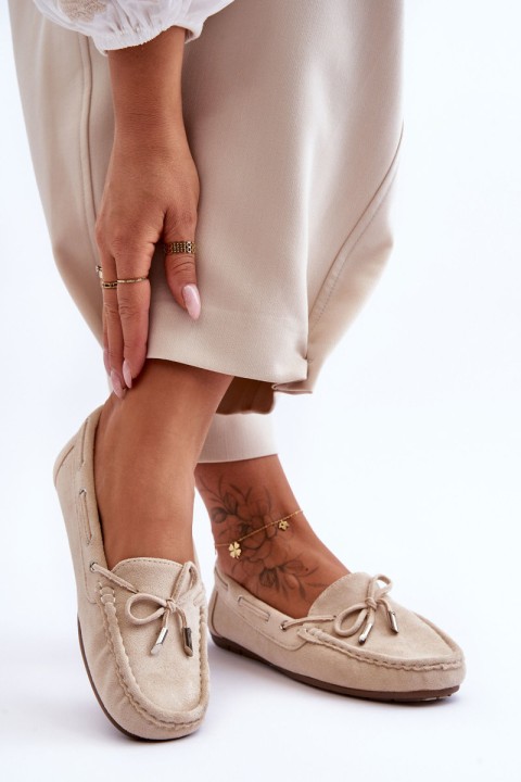 Women's Suede Moccasins Beige Si Passione