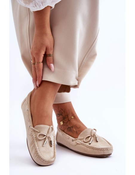 Women's Suede Moccasins Beige Si Passione