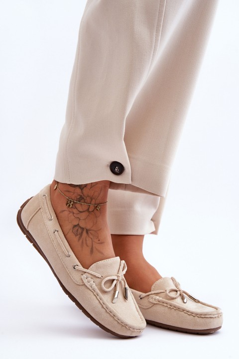 Women's Suede Moccasins Beige Si Passione