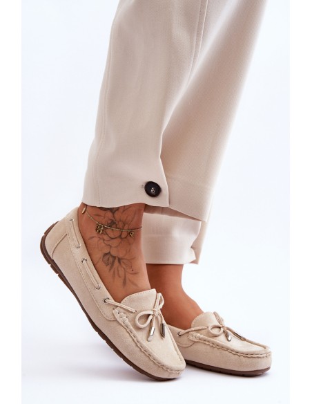 Moteriški zomšiniai mokasinai Beige Si Passione