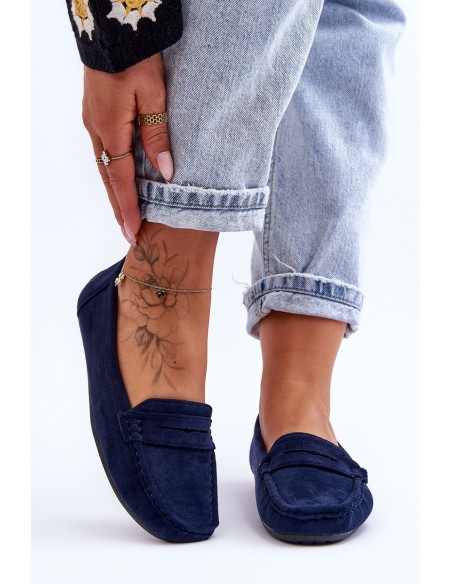 Women's Suede Moccasins Navy Lenvie