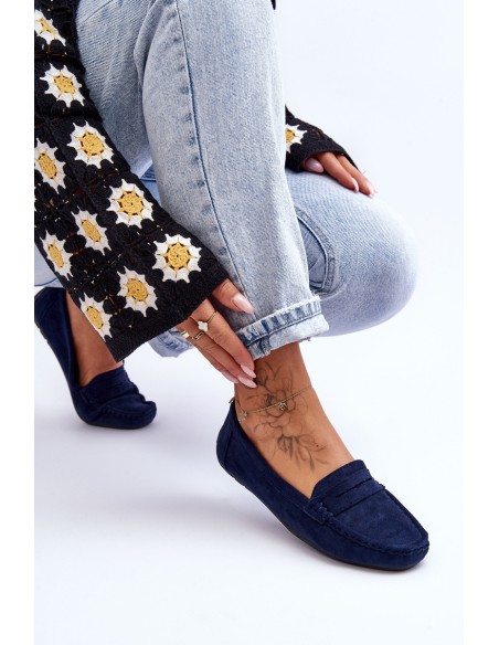 Women's Suede Moccasins Navy Lenvie
