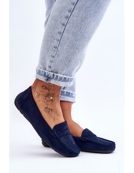 Women's Suede Moccasins Navy Lenvie