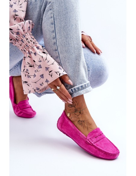 Women's Suede Moccasins Pink Lenvie
