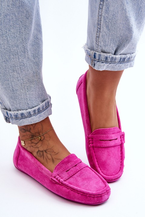 Women's Suede Moccasins Pink Lenvie