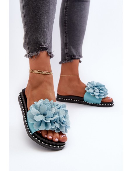 Women's Sandals Decorated with Flowers Black Cellanen