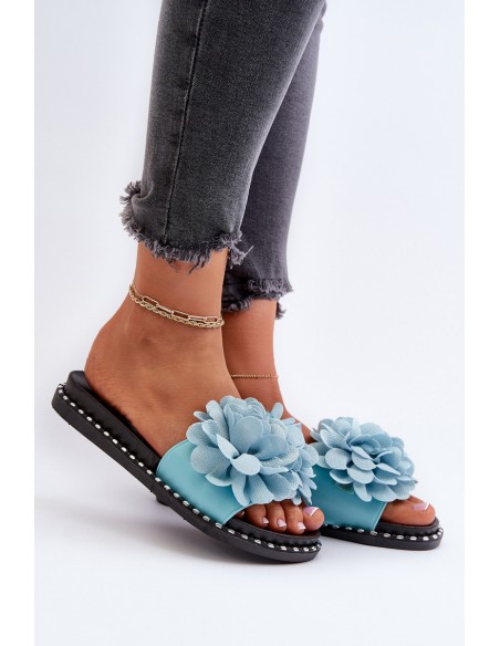 Women's Sandals Decorated with Flowers Black Cellanen