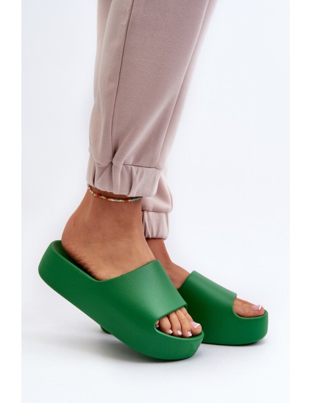 Women's Thick Sole Beige Slides Oreithano