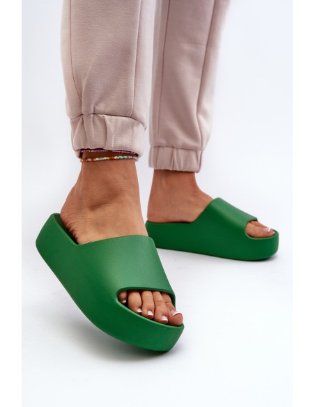 Women's Thick Sole Beige Slides Oreithano