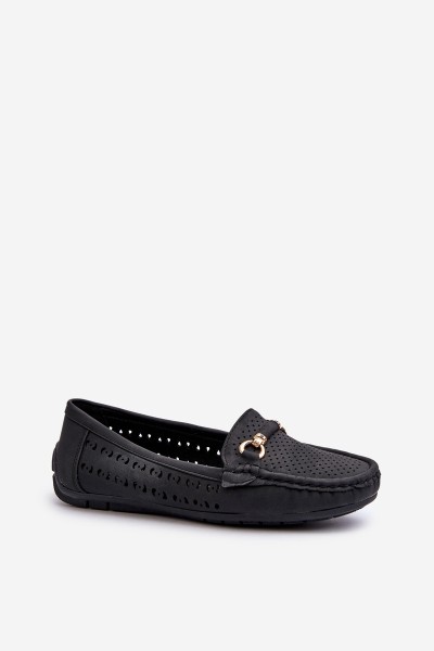 Women's Black Lattice Loafers Rasirna 2