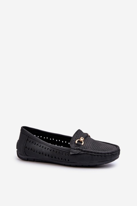 Women's Black Lattice Loafers Rasirna