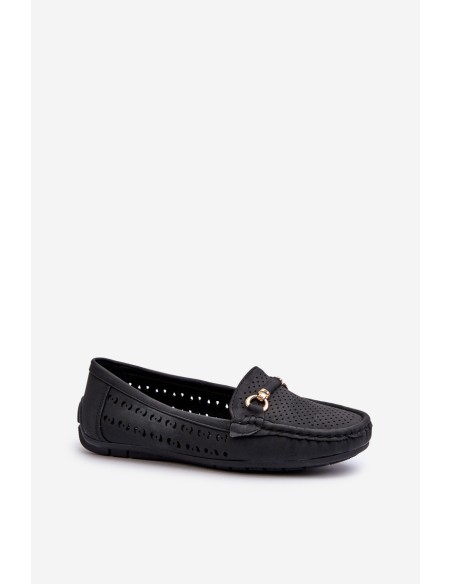 Women's Black Lattice Loafers Rasirna
