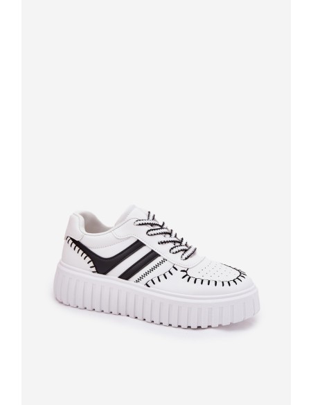 Ladies Sneakers On Platform White-Black Ofenale