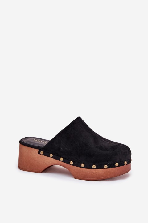 Women's Clogs Slides With Studs Eco Suede Black Ellason