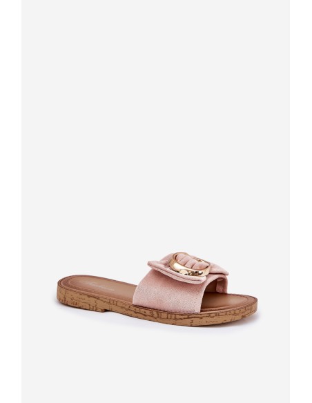 Flat Women's Slippers With Decorative Detail Pink Nellodra