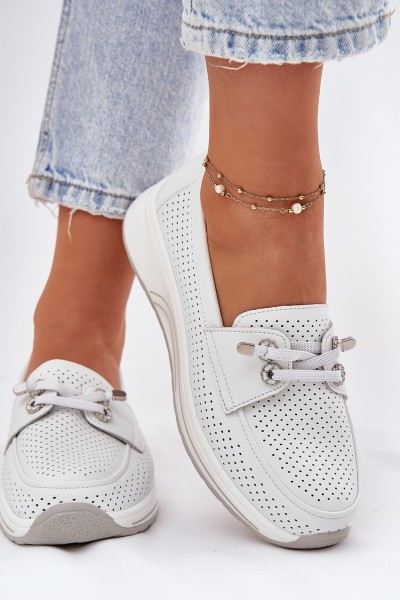 Leather Shoes Made Of Natural Leather On Platform Artiker 56C2101 White