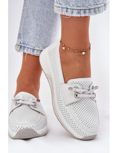 Leather Shoes Made Of Natural Leather On Platform Artiker 56C2101 White