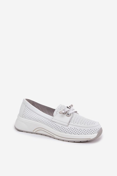 Leather Shoes Made Of Natural Leather On Platform Artiker 56C2101 White 2