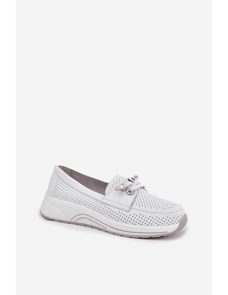 Leather Shoes Made Of Natural Leather On Platform Artiker 56C2101 White