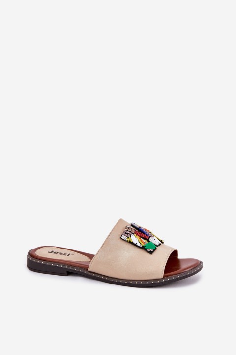 Moteriškos plokščios basutės su dekoracijomis, auksinės spalvos Clelione