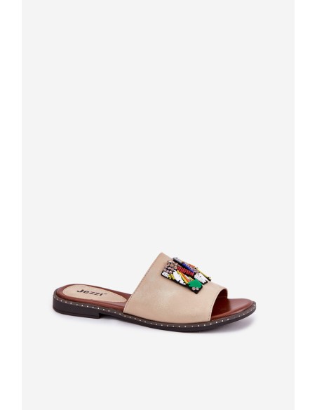 Women's Flat Sandals With Decoration Gold Clelione