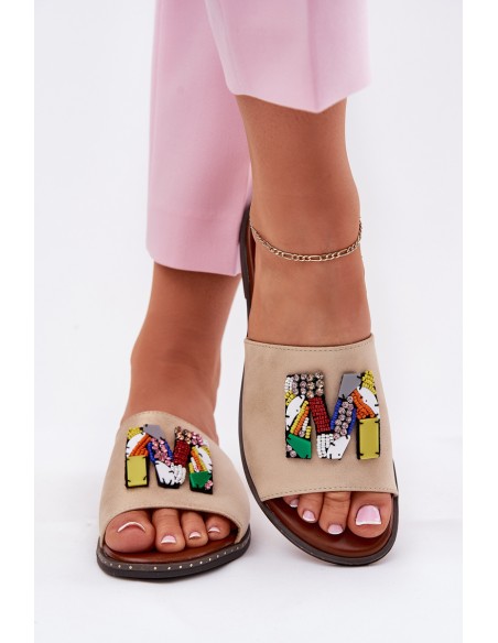 Women's Flat Sandals With Decoration Gold Clelione