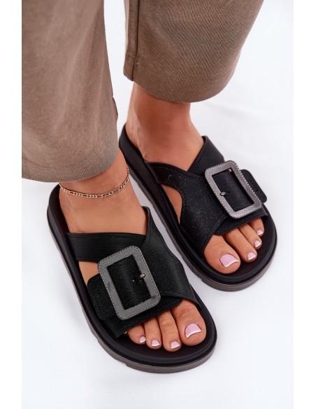 Fragrant Ladies Slippers With Decorative Buckle Black ZAXY RR285078