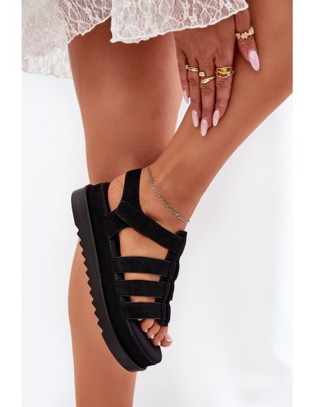 Women's Platform Eco Suede Sandals Black Filisenia