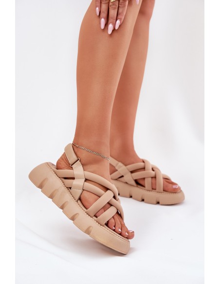 Women's Platform Sandals With Straps Beige Filamira