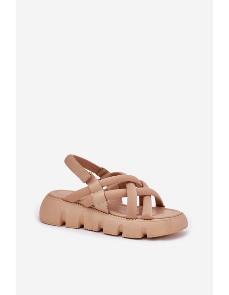 Women's Platform Sandals With Straps Beige Filamira