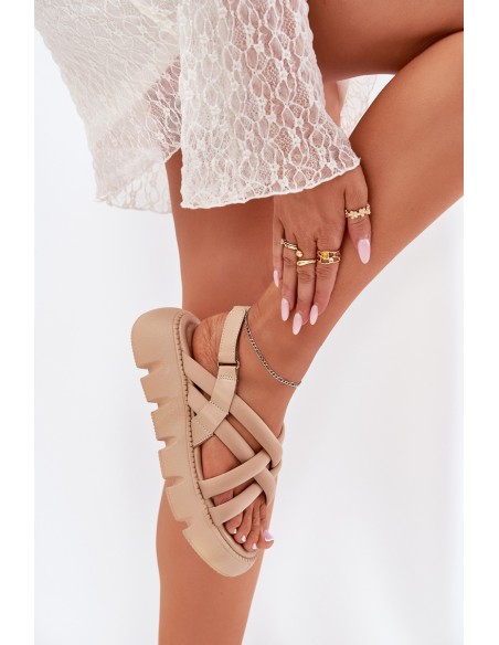 Women's Platform Sandals With Straps Beige Filamira
