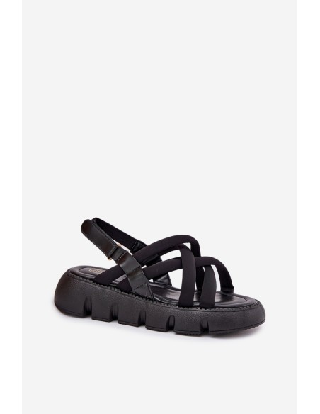 Women's platform sandals with straps black Filamira