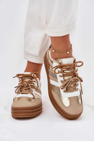 Womens Platform Sneakers With Double Lacing Leopard Gold Studs