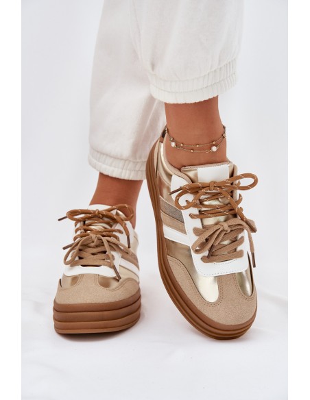 Womens Platform Sneakers With Double Lacing Leopard Gold Studs