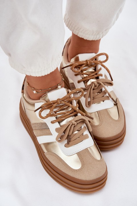 Womens Platform Sneakers With Double Lacing Leopard Gold Studs