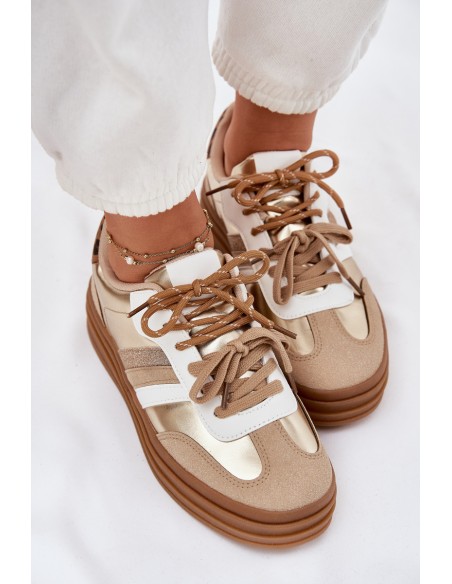 Womens Platform Sneakers With Double Lacing Leopard Gold Studs