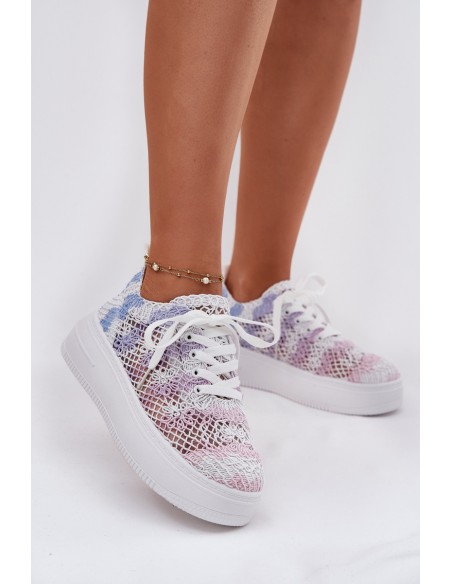 Womens Platform Sneakers With Crocheted Upper Multicolor Mirietto
