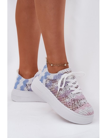 Womens Platform Sneakers With Crocheted Upper Multicolor Mirietto