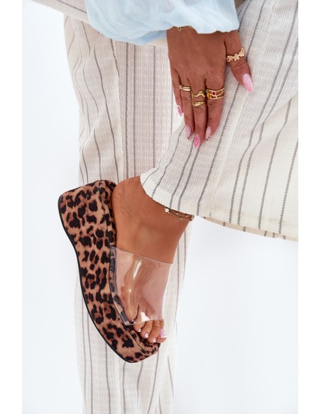 Women's sandals with transparent strap on wedge panther Meltiana