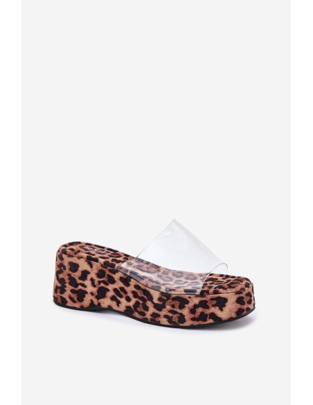 Women's sandals with transparent strap on wedge panther Meltiana